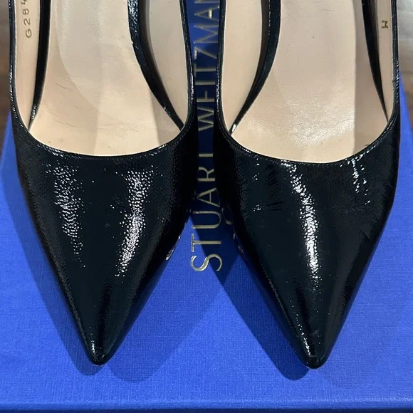Stuart Weitzman Laney 95 Black Caviar Patent Leather Heels - Picture 4 of 7